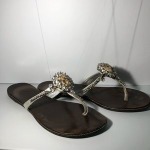 Giuseppe zanotti design brown/silver flat sandals